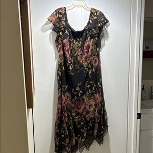 Alex Evenings Black and Pink Asymmetrical Dress